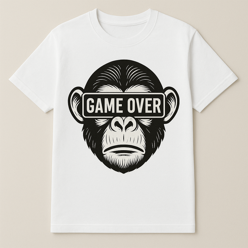 Maglietta Adulto – Scimmia Game Over triste