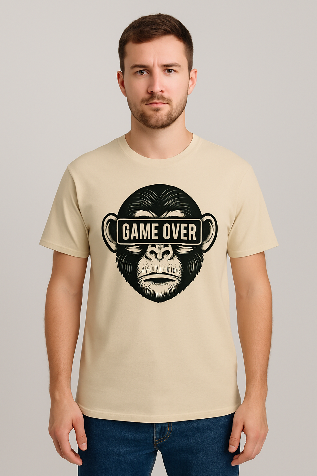 Maglietta Adulto – Scimmia Game Over triste