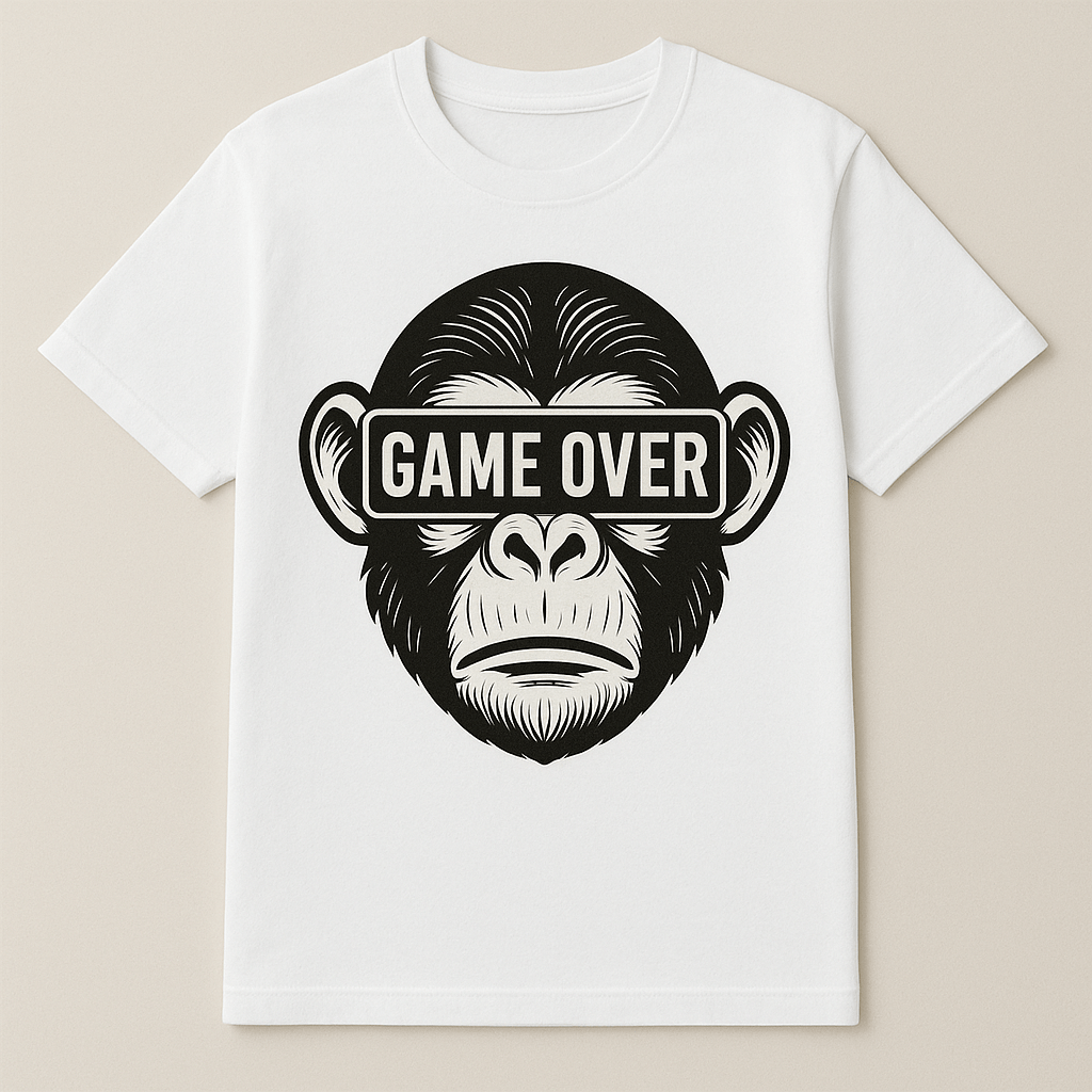 Maglietta Adulto – Scimmia Game Over triste - Toplinea